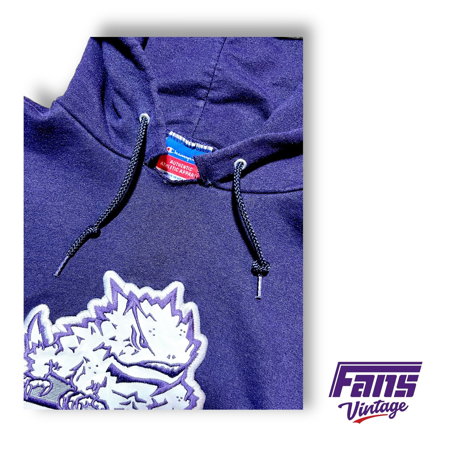 Y2K Vintage TCU Hoodie Sweater - Champion Brand with large embroidered logo