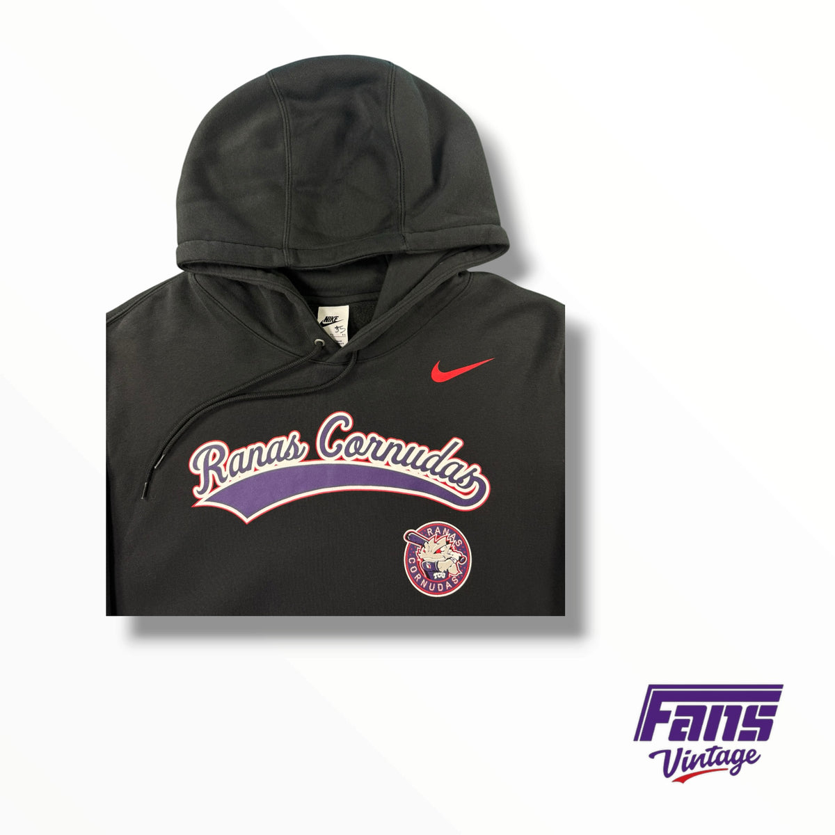 TCU Baseball Team Issued Player Custom ‘Ranas Cornudas’ Themed Blackout Hoodie
