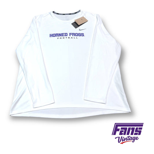 TCU Football Team Issue Nike Running Long Sleeve Training Top - Double sided with “Blood Eyes” logo on back - New With Original Tags!