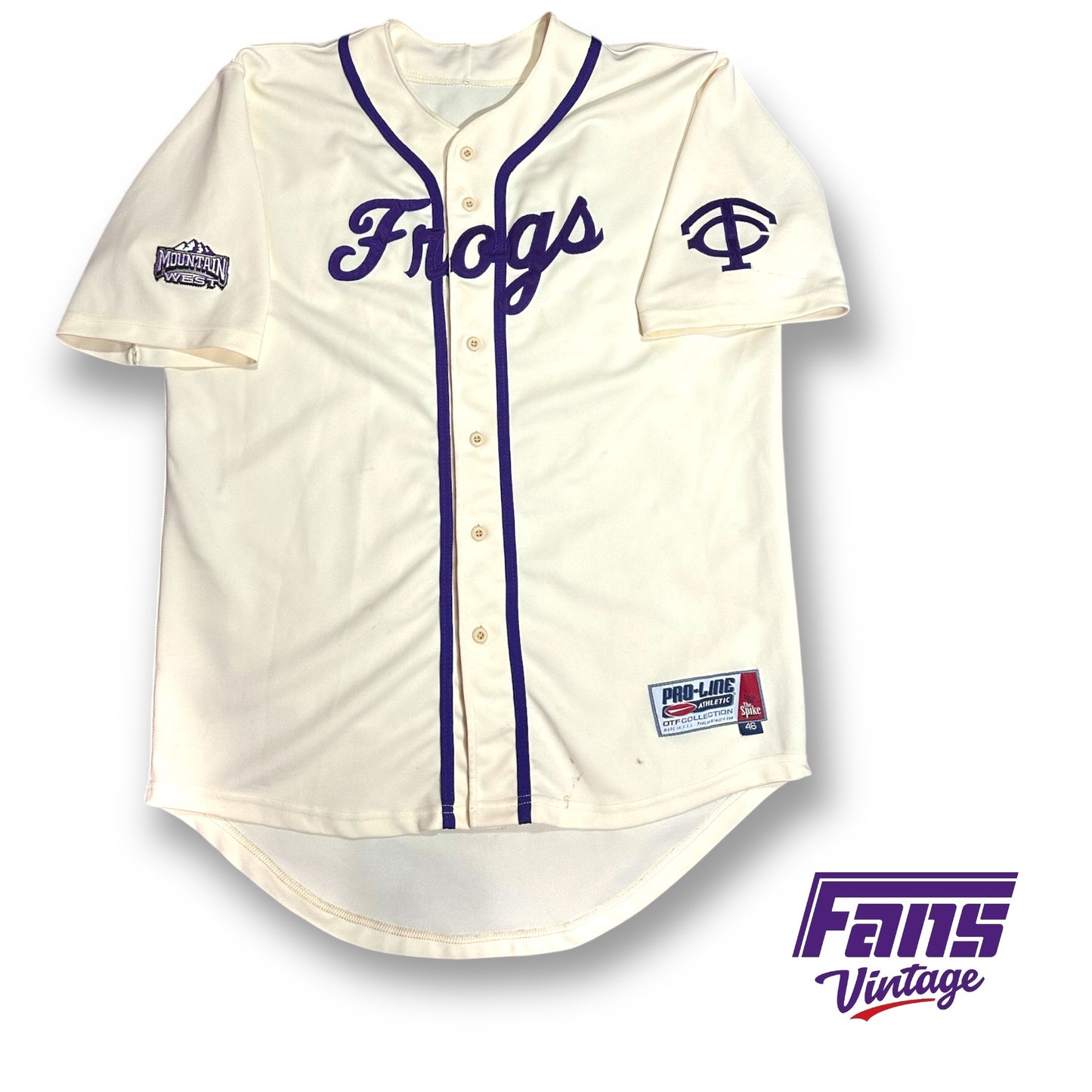 RARE! Vintage TCU Baseball “Grail” Jersey - Game Worn Early 2000s Original Throwback Look! - Mountain West Patch!