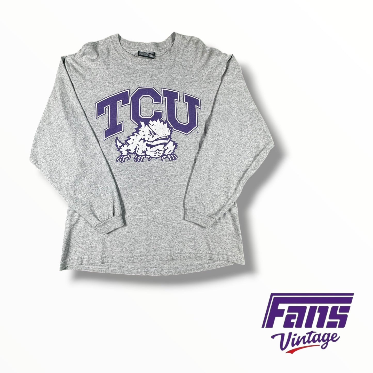 Vintage Y2K Era TCU Gray Long Sleeve Shirt
