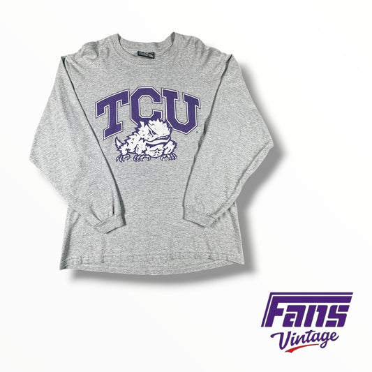 Vintage Y2K Era TCU Gray Long Sleeve Shirt