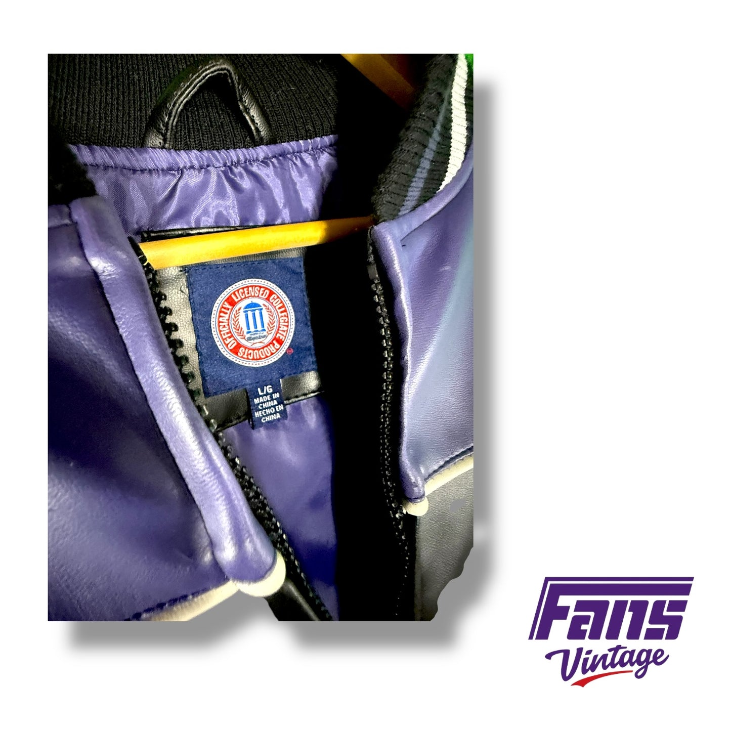 TCU Vintage Deluxe Bomber Jacket - Vegan Leather with Embroidered Logos!