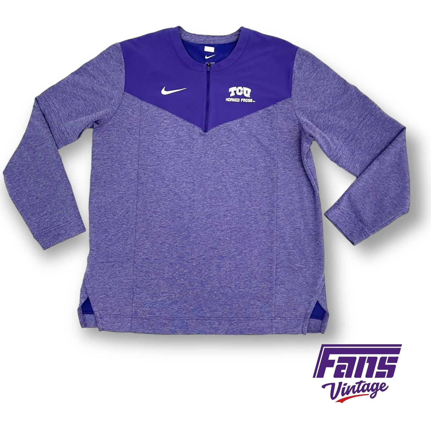 TCU Basketball Coach’s Sideline Pullover - Light Heather Purple with True Purple Color blocking