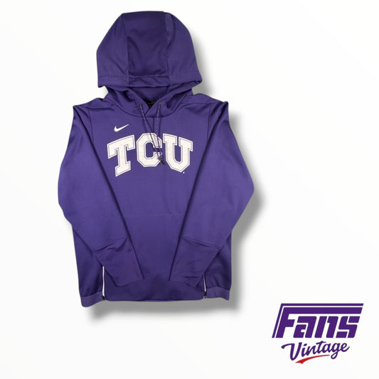 TCU Nike Football Team Issued Purple Heavyweight Style Hoodie with Side Zippers