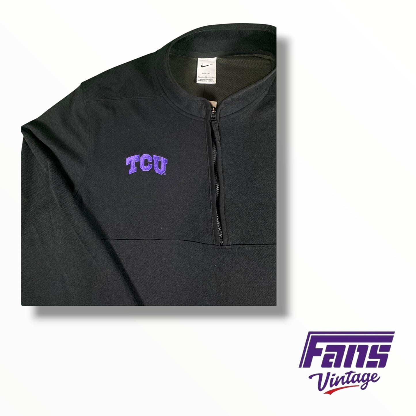 TCU Nike Team Issued Coach’s Sideline Quarter Zip Pullover in Blackout Colorway