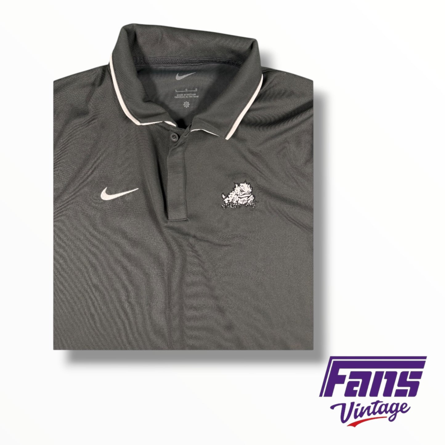 TCU Football Nike Team Issued Dark Anthracite Gray Polo