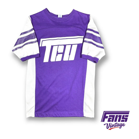 Vintage TCU Flying T Shirt - Jersey Style Sides - RARE