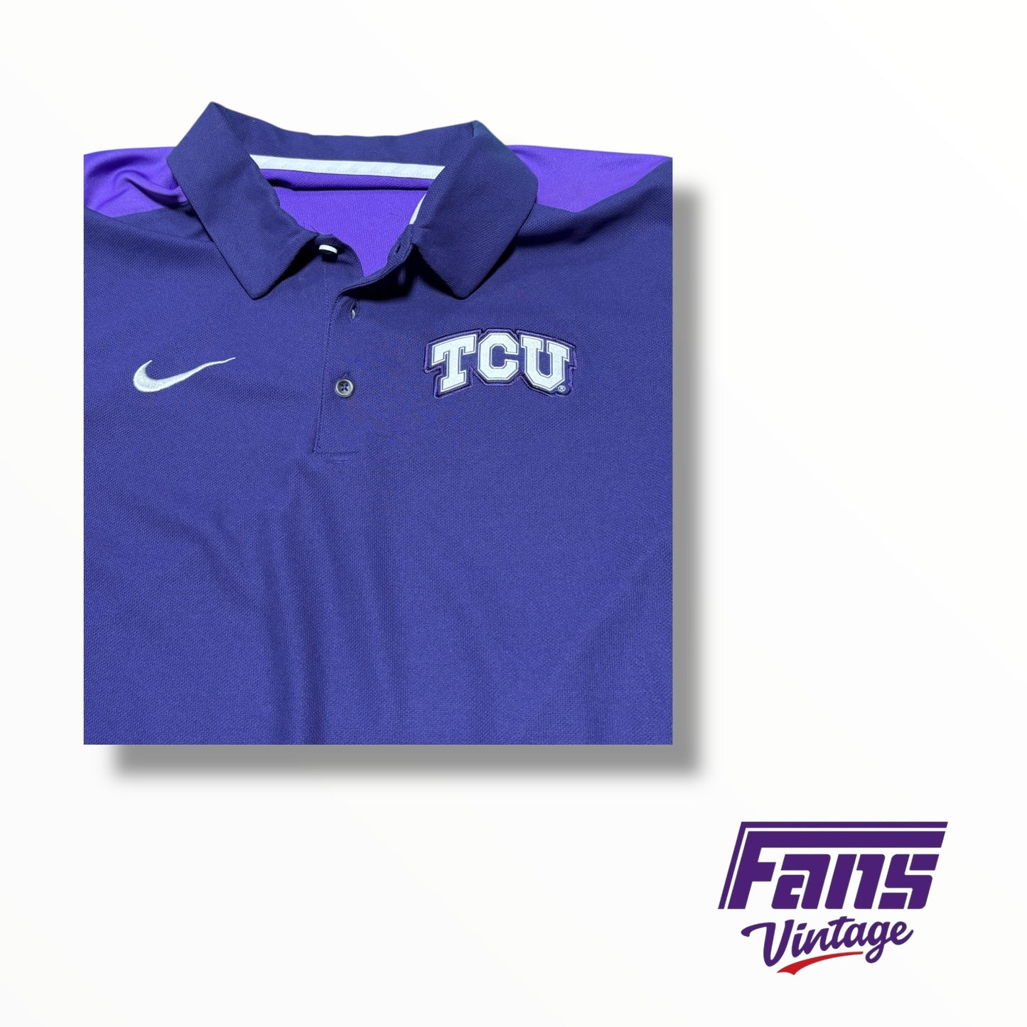 TCU Nike Team Issued Unique Color Block Golf Polo