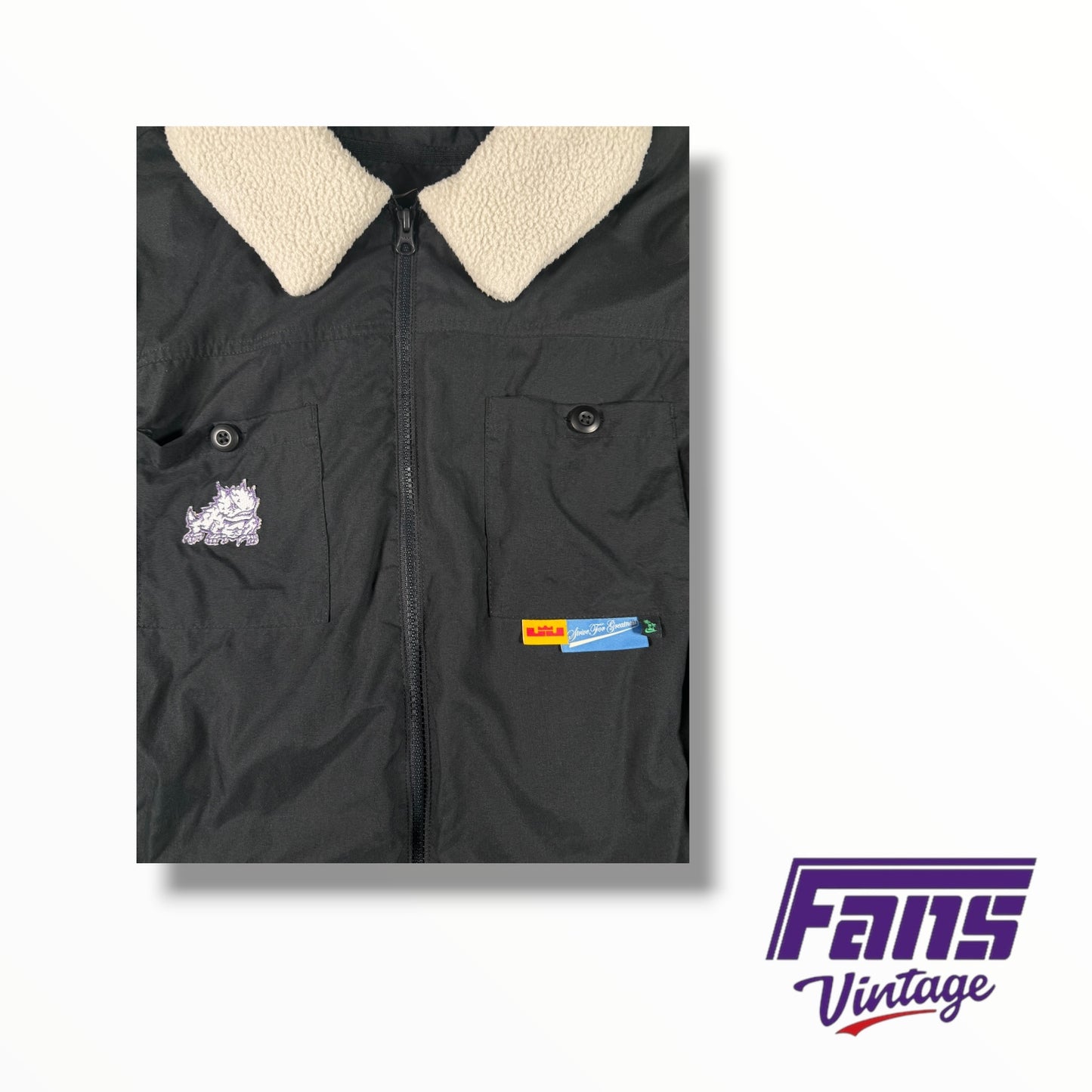 TCU basketball Team Issued Custom Sherpa Collar LeBron James Bomber Jacket