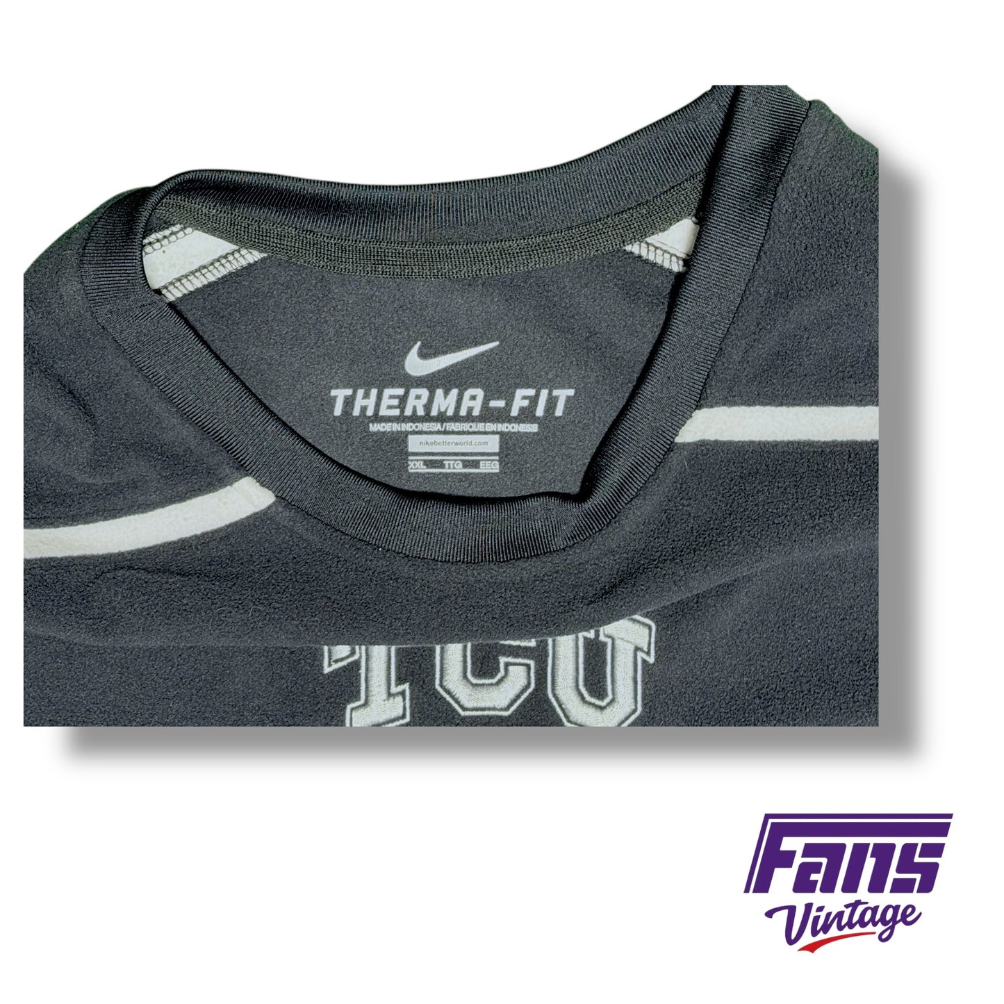Vintage TCU Y2K Era - Custom Baseball Team Issued Therma-Fit Fleece Sweater Pullover in Anthracite Gray - New with Original Nike Tags!