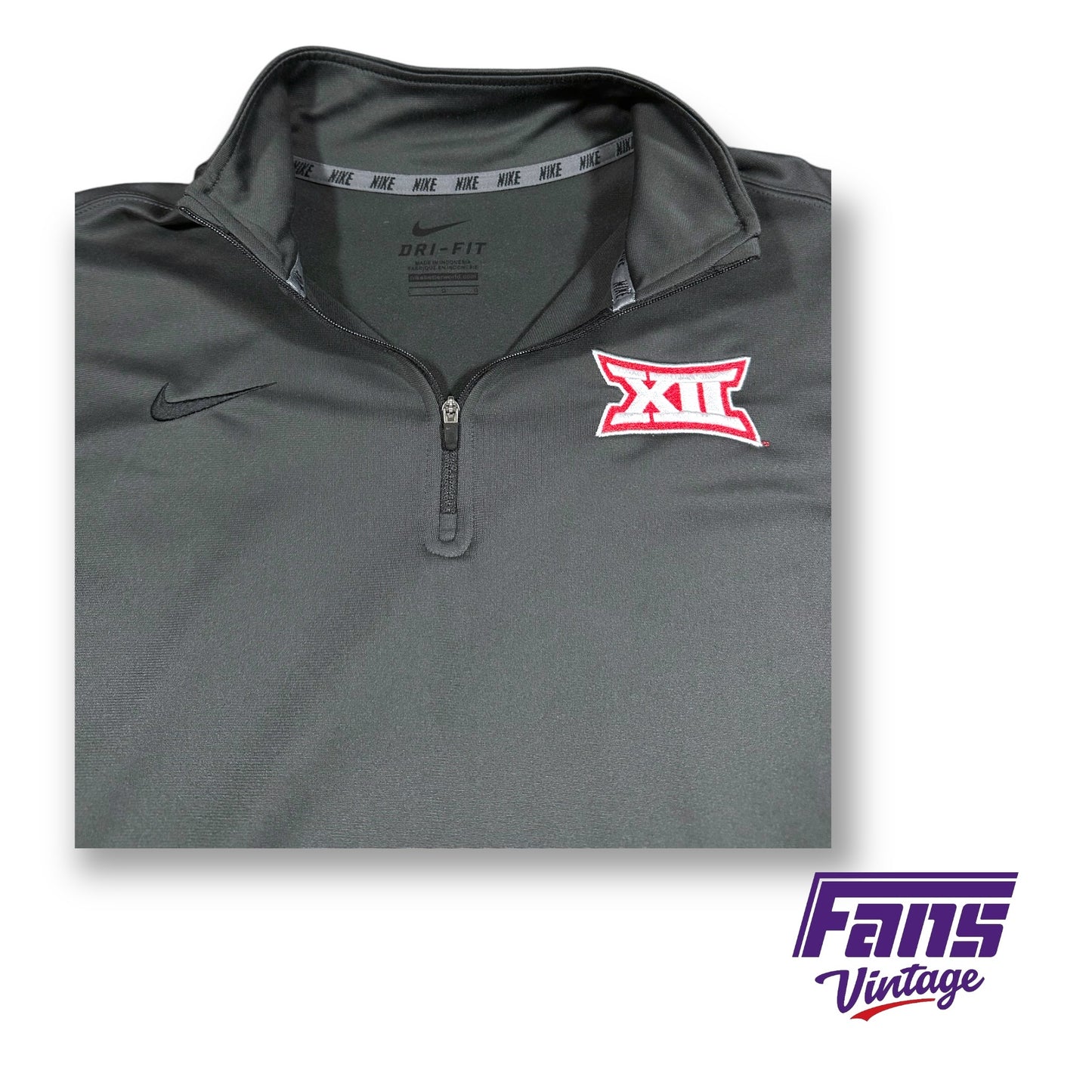 Big 12 Team Issue Nike Quarter Zip Pullover Sweater - Grey