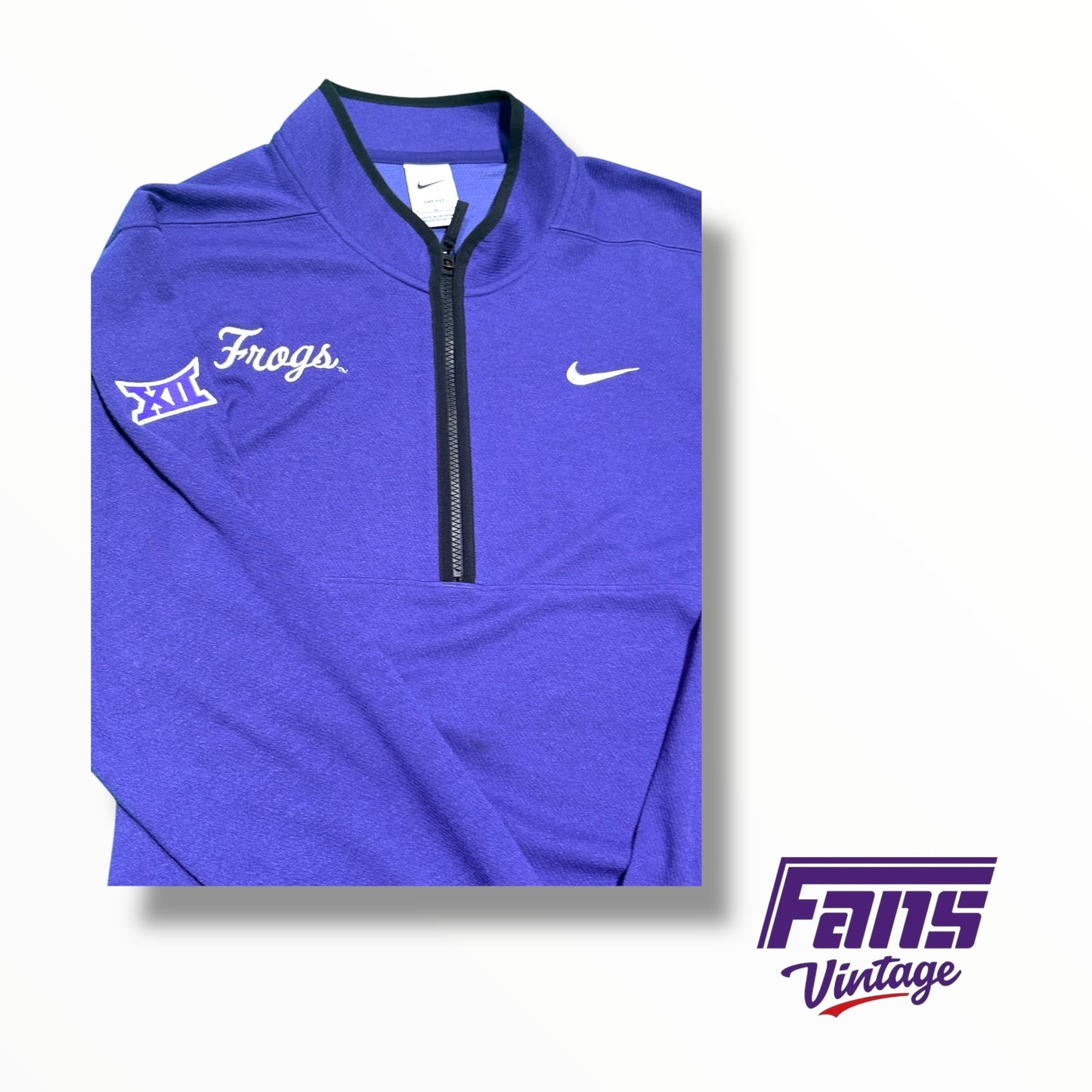 RARE! TCU ‘Frogs’ Script Team Custom Quarter Zip