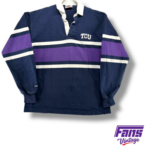 Sick TCU Vintage Rugby Shirt with navy / white / purple colorway - heavy weight with awesome details!