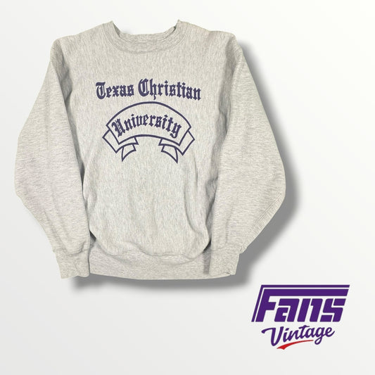 Vintage Champion Reverse Weave TCU Pullover with Unique Font