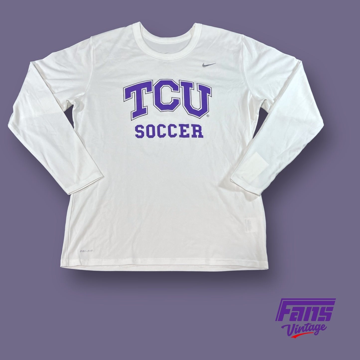 TCU Soccer Team Issue Premium Nike Long Sleeve Shirt with Embroidered Swoosh Logo