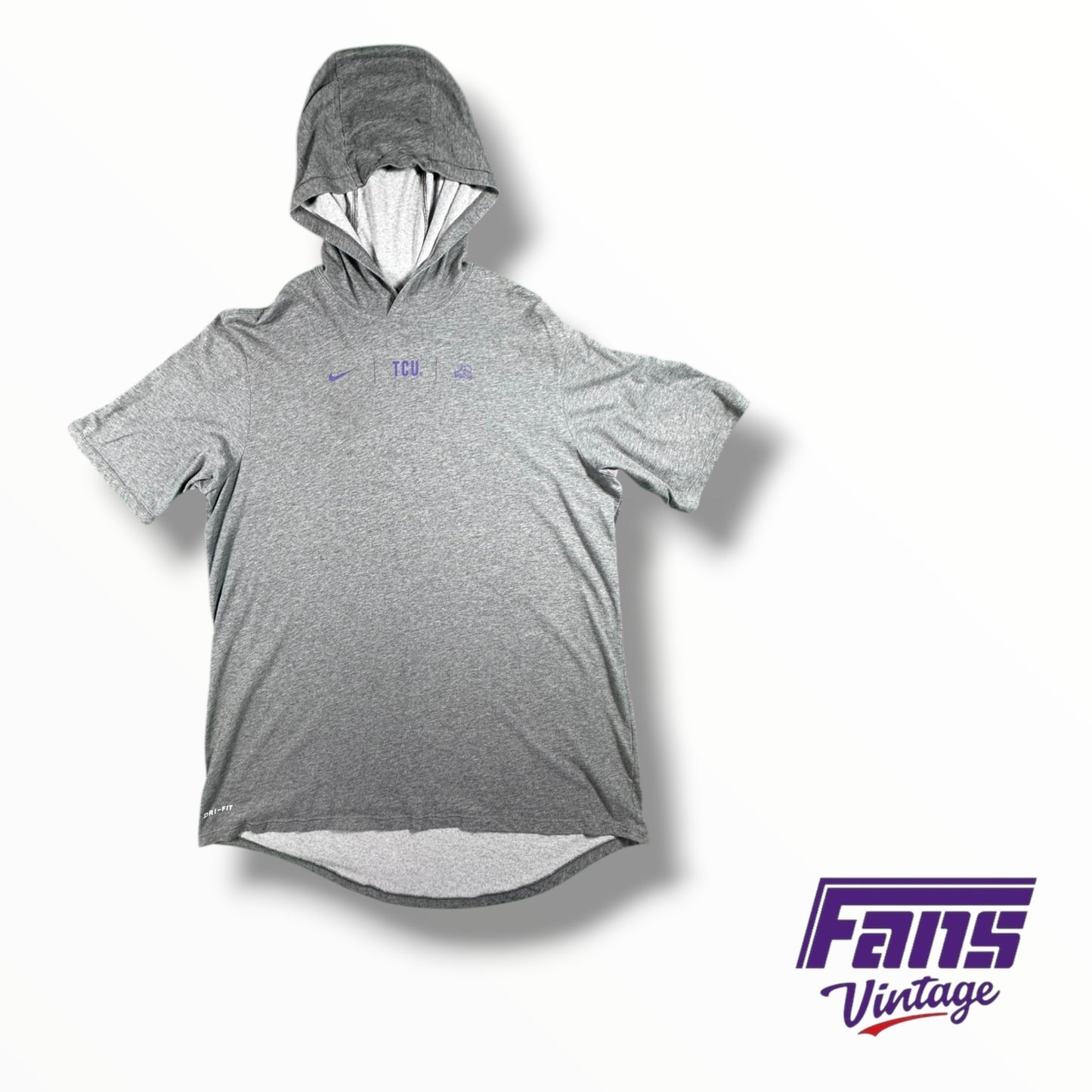 TCU Nike Team Issued Hooded Gray Short Sleeve Tee