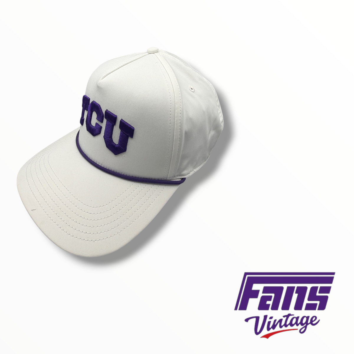 TCU Structured White SnapBack Rope Hat