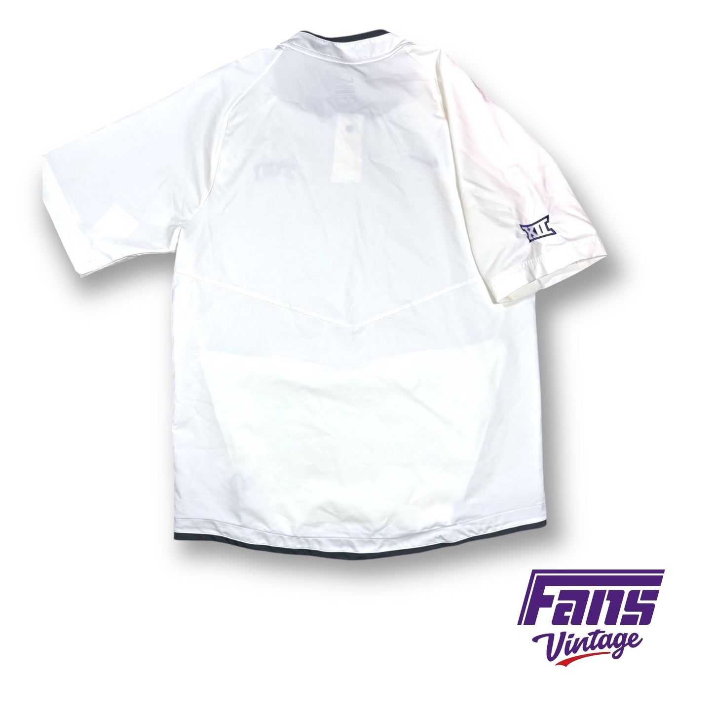 TCU Baseball Team Issue Nike Short Sleeve Pullover - Whiteout Dugout Jacket