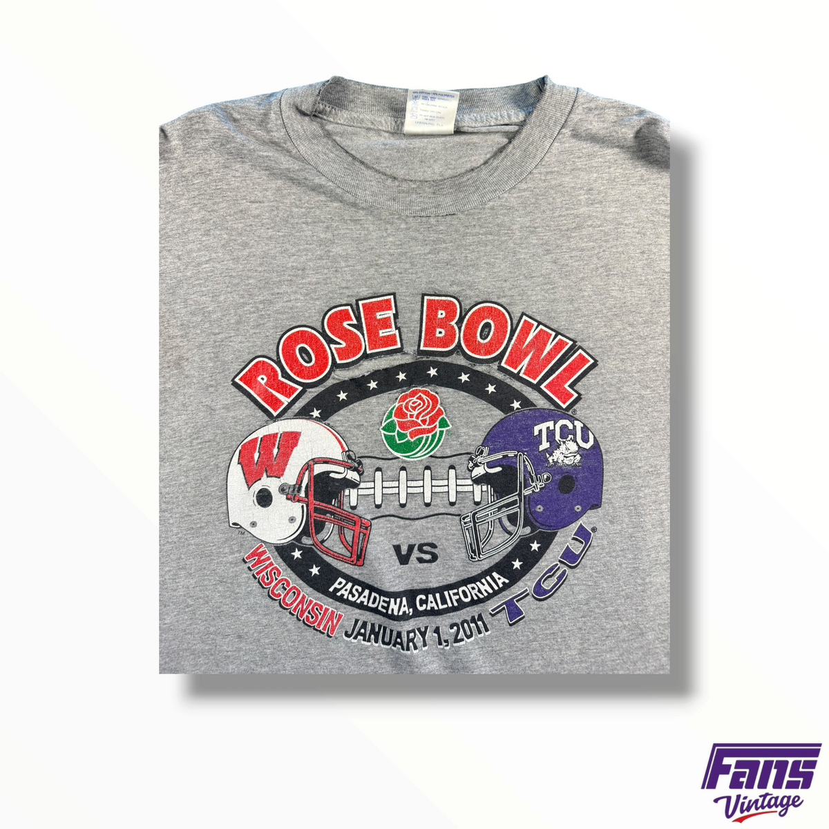 THRASHED Vintage TCU Rose Bowl 2011 Helmets Shirt