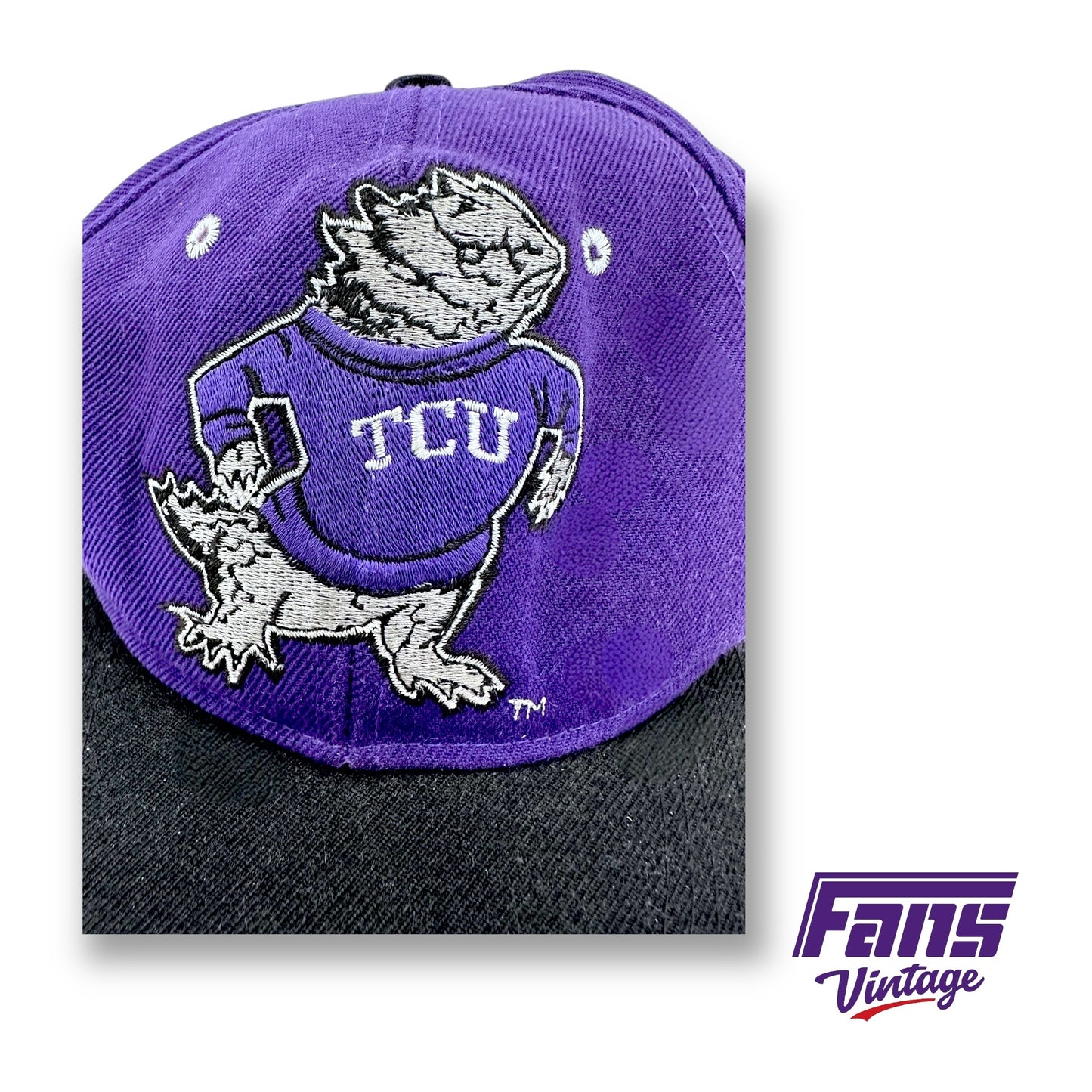 Vintage TCU Sweater Frog Giant Embroidered Logo Fitted Hat