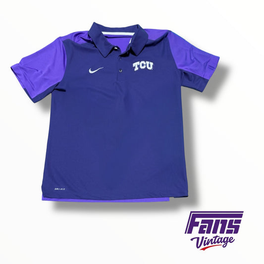 TCU Nike Team Issued Unique Color Block Golf Polo