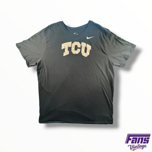 TCU Nike Team Issued Blackout Tee With Heather Gray Logo