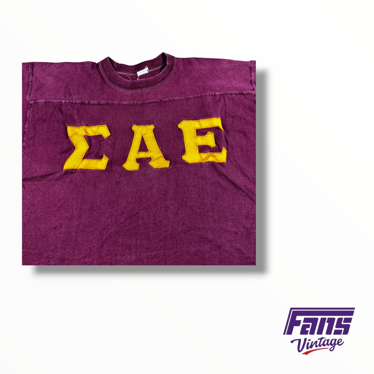 Vintage 70s Fraternity Sigma Alpha Epsilon Jersey Style Stitched Letters Tee