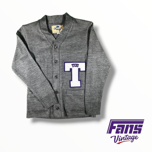 RARE! Player Issued TCU Block T Vintage Style Letterman Sweater