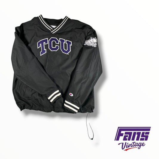 Champion TCU Blackout Pullover Windbreaker with Embroidered Patch Logos