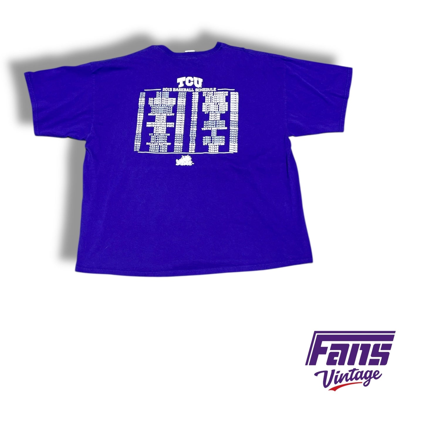 TCU Baseball 2013 season double sided season schedule tee