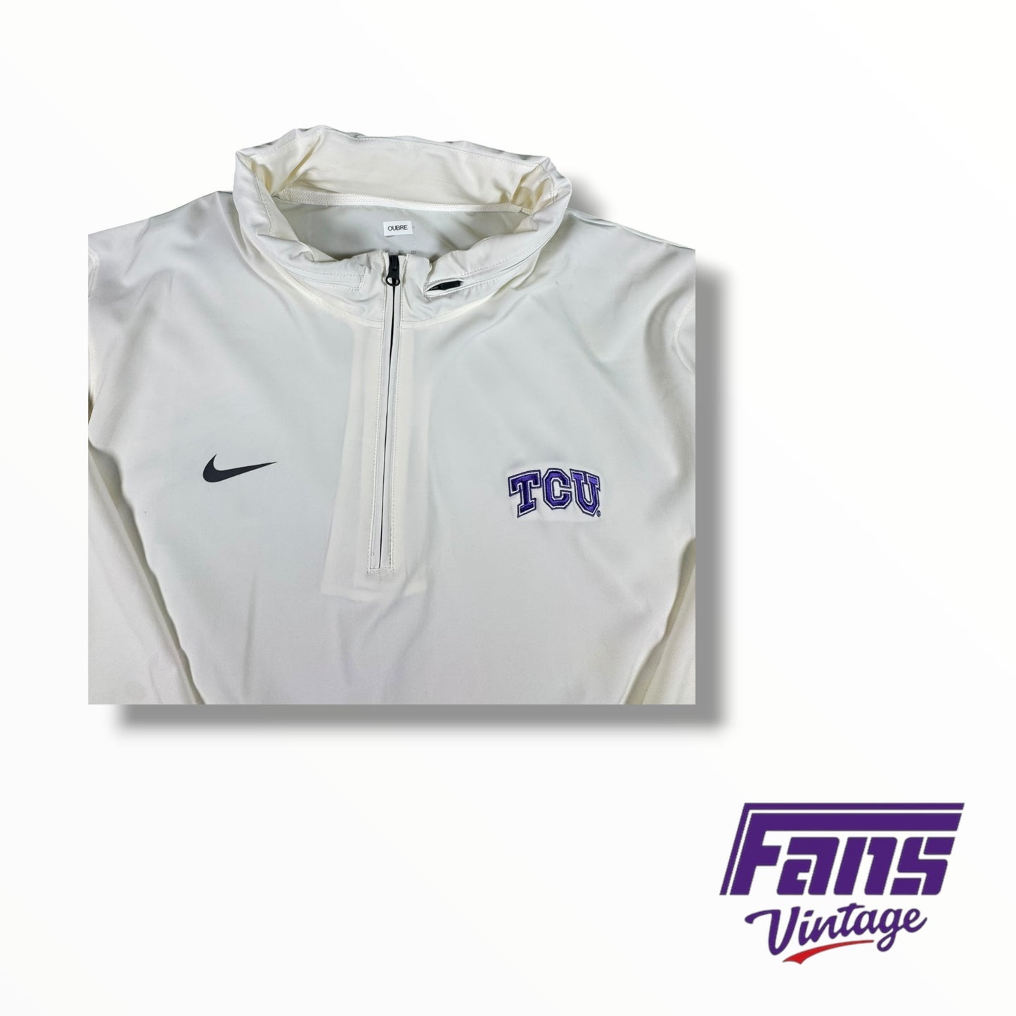 TCU Nike Team Issued Coach’s Sideline Quarter Zip Pullover in Whiteout Colorway