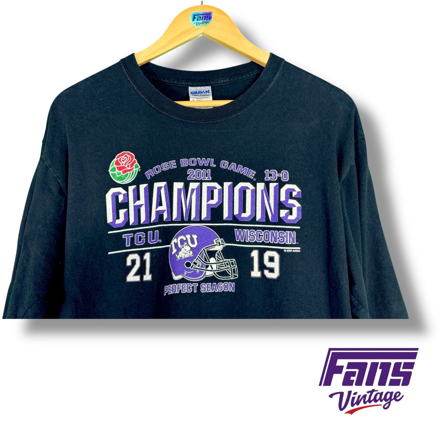 TCU Rose Bowl Champions 2011 Long Sleeve Shirt - Rare Print! Double Sided Undefeated Season Commemorative