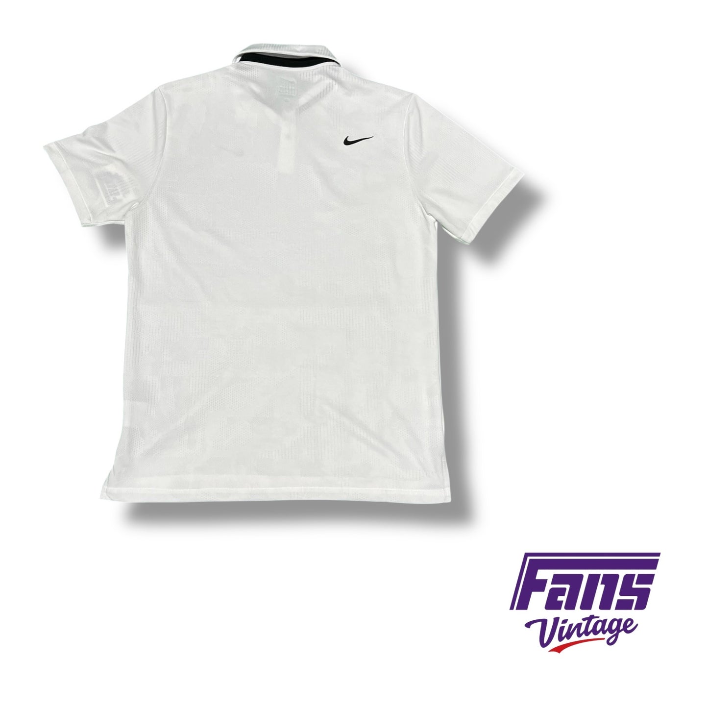 TCU Nike Team Issued Mens Premium White Golf Dri-Fit Polo