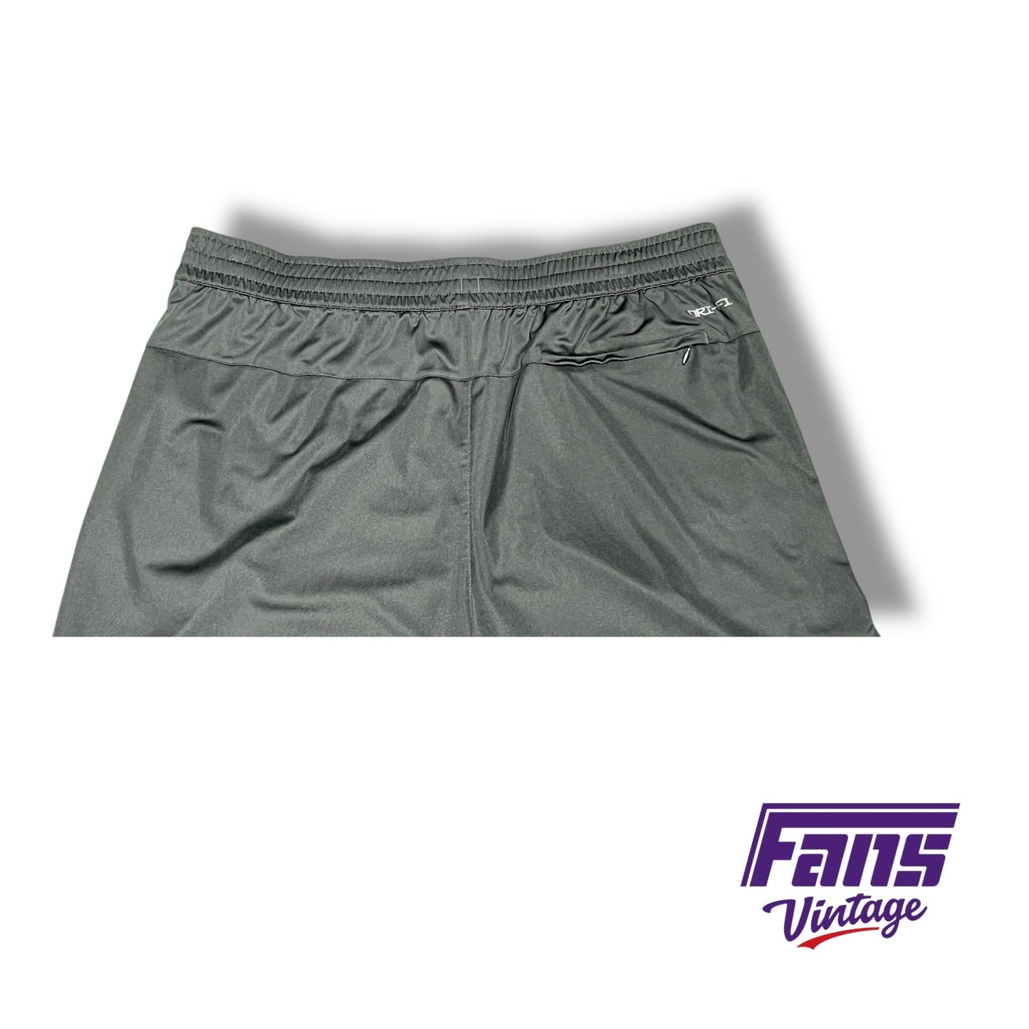 TCU team issued grey and purple Nike drifit training shorts