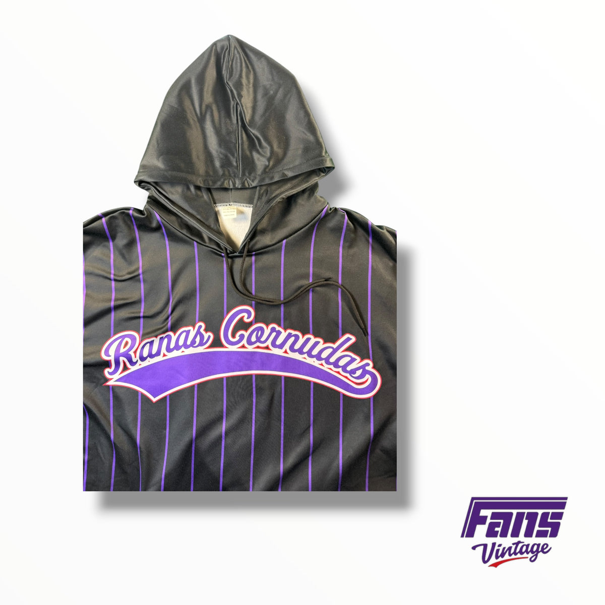TCU Baseball Team Issued Ranas Cornudas Purple Striped Blackout Hoodie