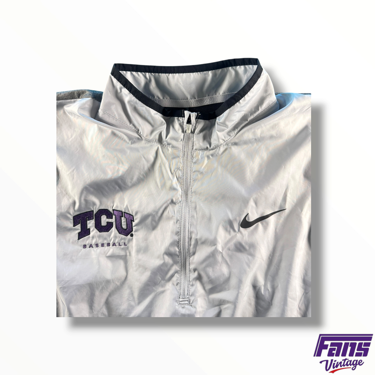 TCU Baseball Team Issued Nike Premium Gray Quarter Zip Pullover