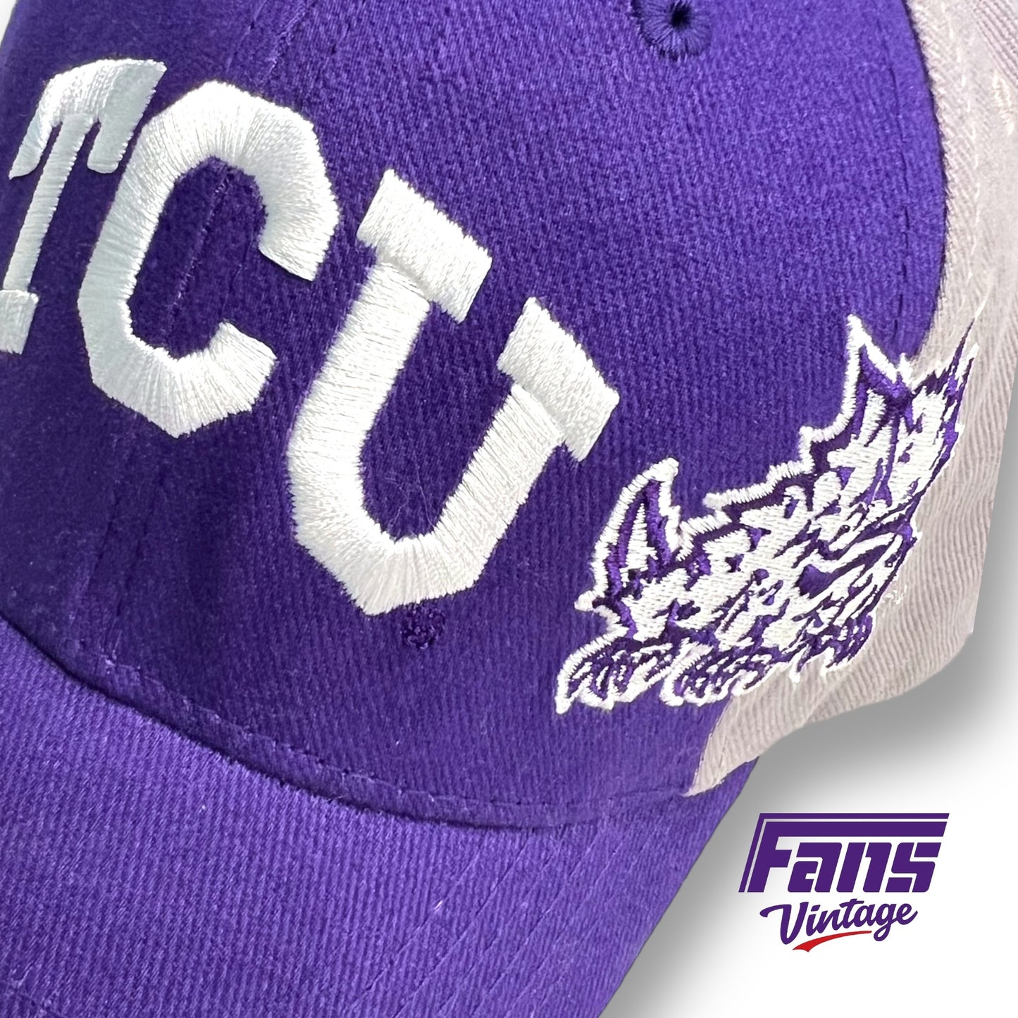 Y2K Vintage TCU Horned Frog Purple Gray Hat