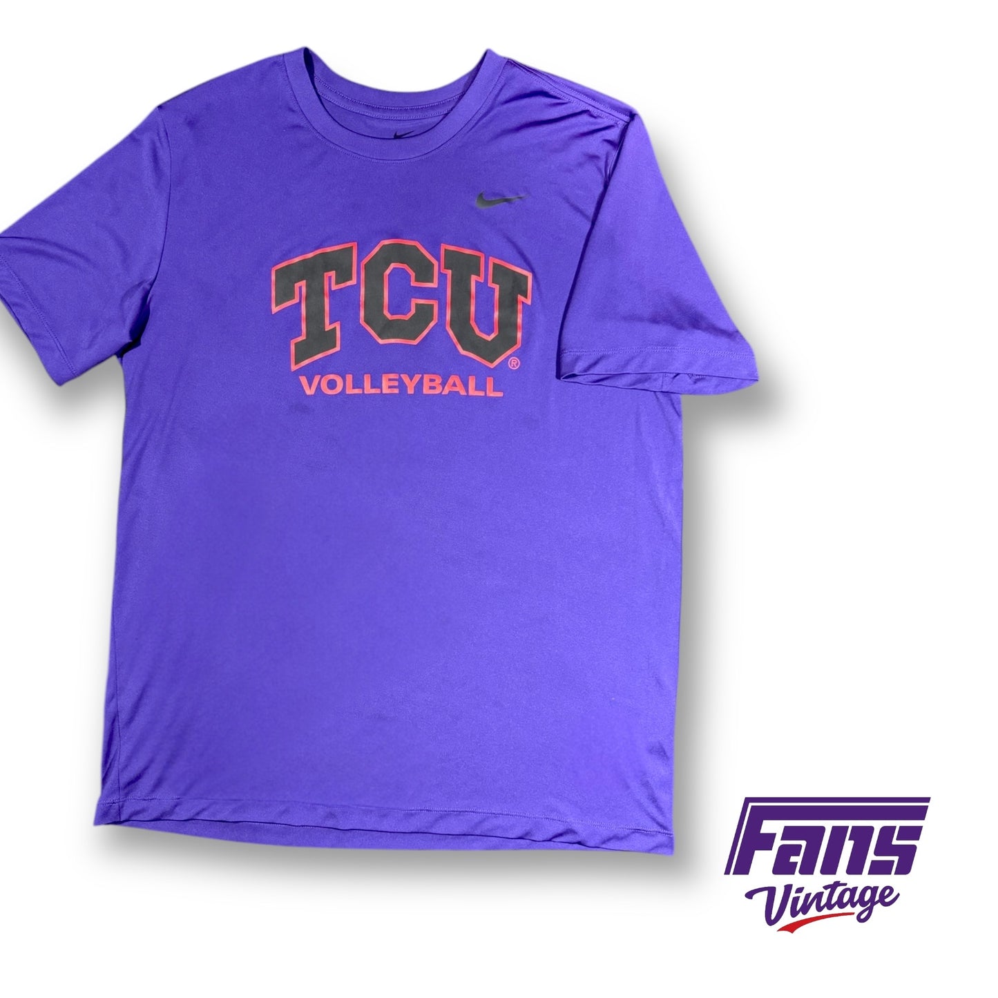 RARE TCU Volleyball Team Issue Training Shirt 'The Nike Tee' - Spit Blood Color Logo