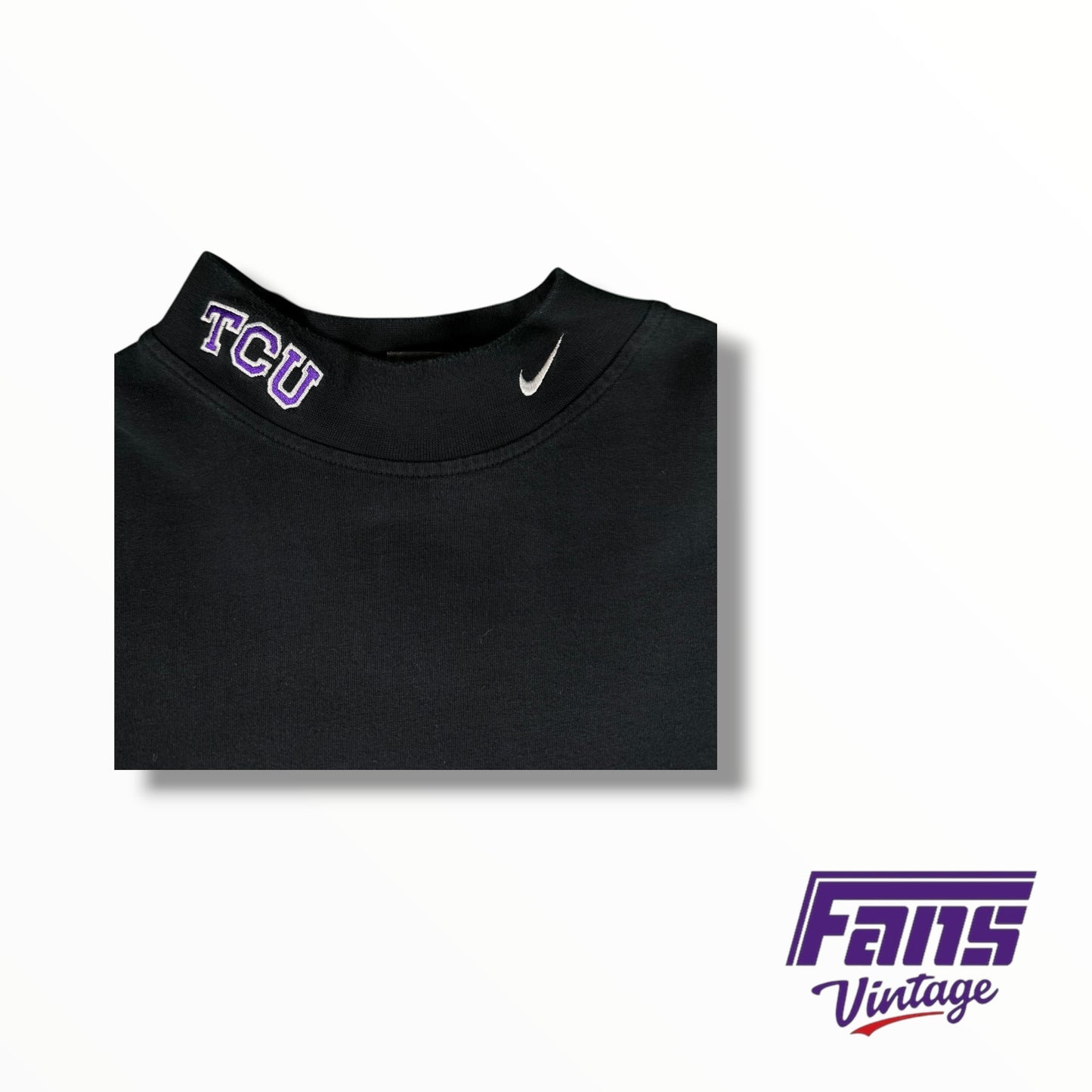 Vintage Y2K TCU Coach Issued Nike Black Mock Turtle Neck Long Sleeve Shirt