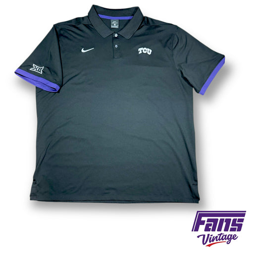 TCU Team Issue Nike Dri-Fit Polo - Blackout Colorway with Purple Accents