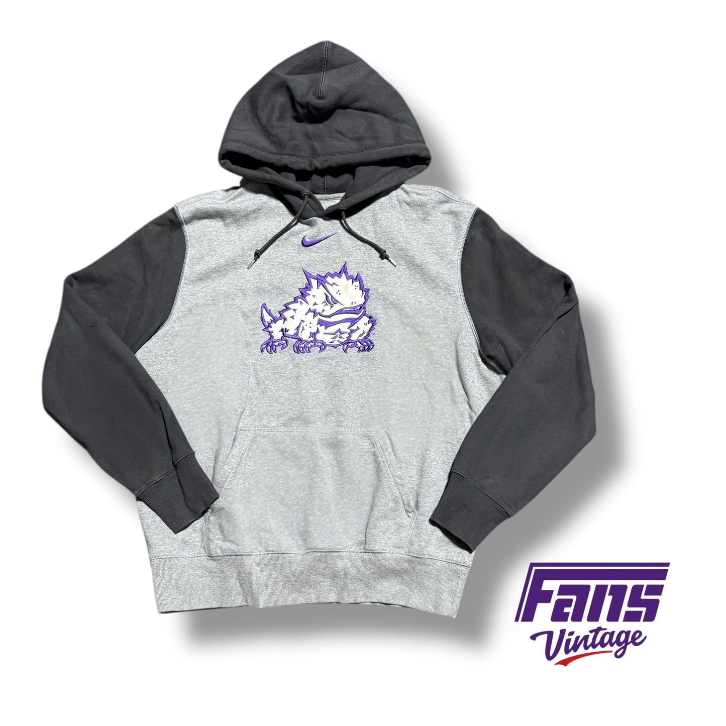 Vintage TCU Hoodie - Y2K Era Center Swoosh with Large Frog Logo Patch - Insane Details!