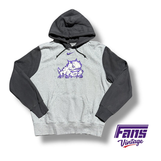 Vintage TCU Hoodie - Y2K Era Center Swoosh with Large Frog Logo Patch - Insane Details!
