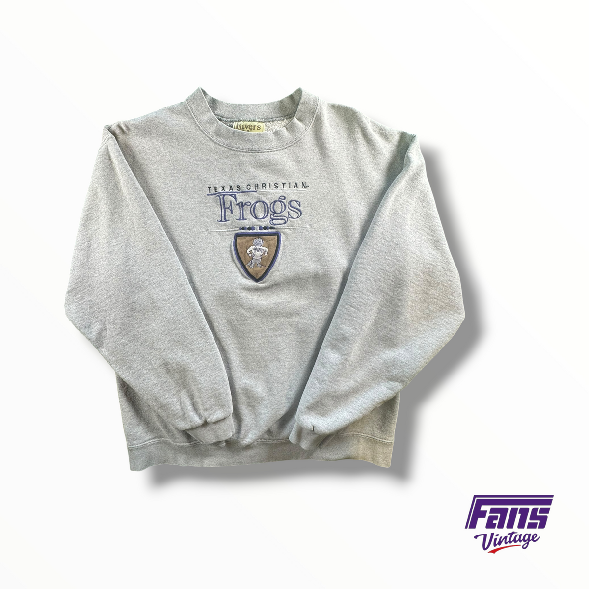 Vintage TCU Crewneck Sweater With Suede Stitched Vintage Sweater Horned Frog