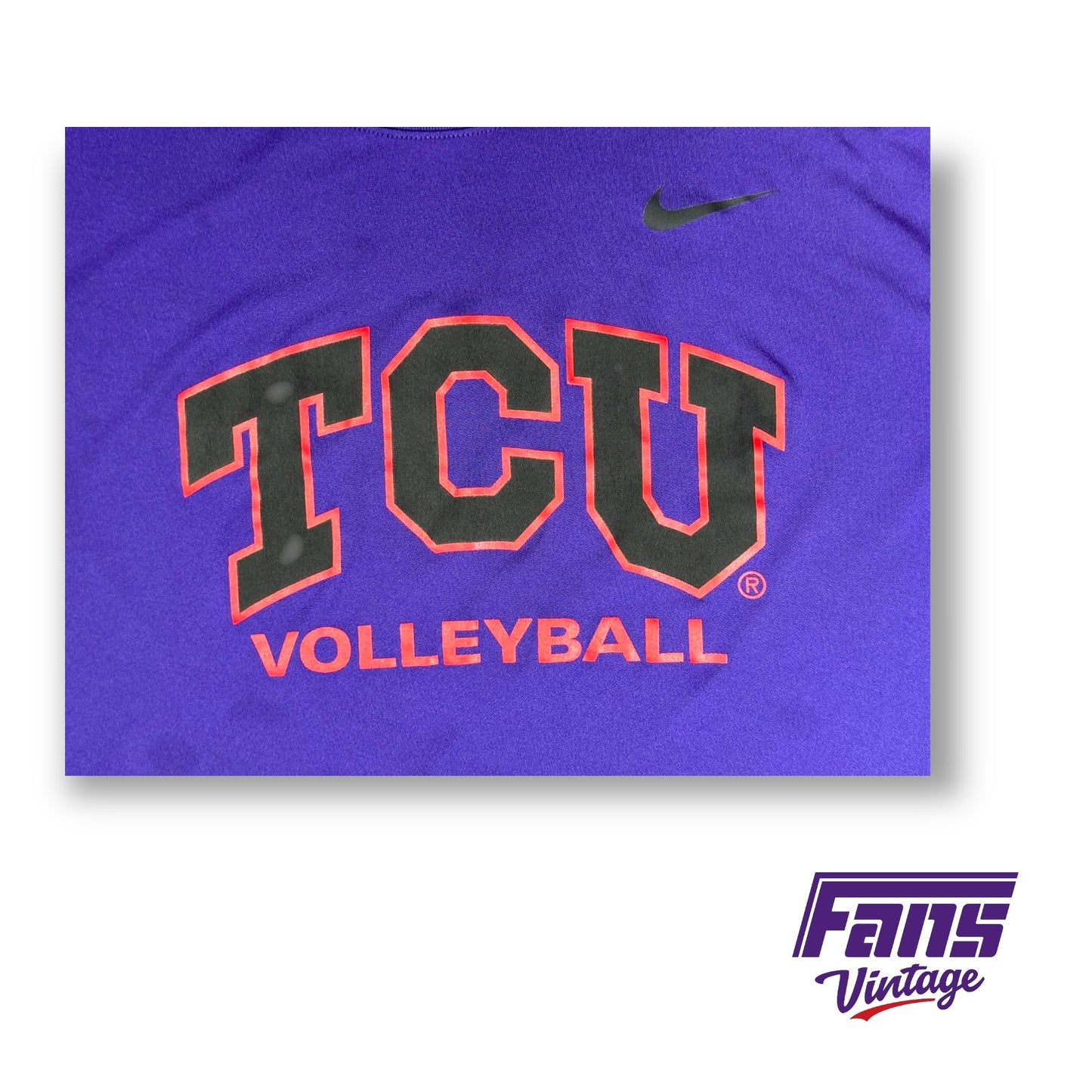 RARE TCU Volleyball Team Issue Training Shirt 'The Nike Tee' - Spit Blood Color Logo