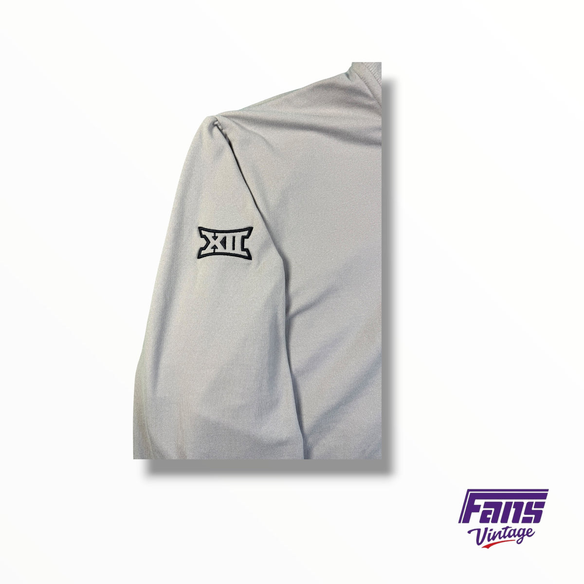 TCU Team Issued Woven Deluxe Beige Quarter Zip Pullover with Embroidered Logos