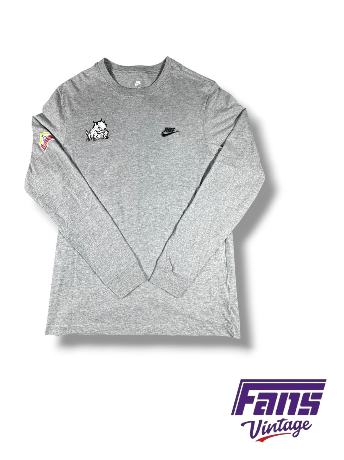 TCU Football Team Issued Nike Sportswear Valero Alamo Bowl Grey Long Sleeve Shirt