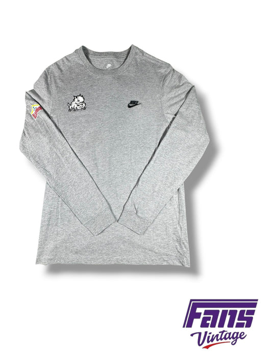 TCU Football Team Issued Nike Sportswear Valero Alamo Bowl Grey Long Sleeve Shirt