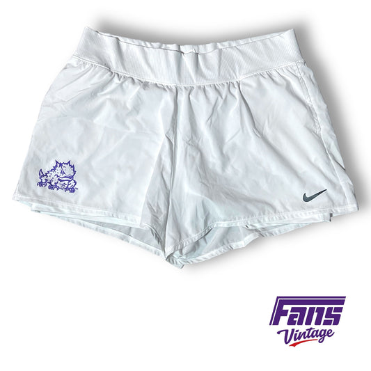 TCU Team Issue Women’s Nike Training Shorts with built in compression shorts - white