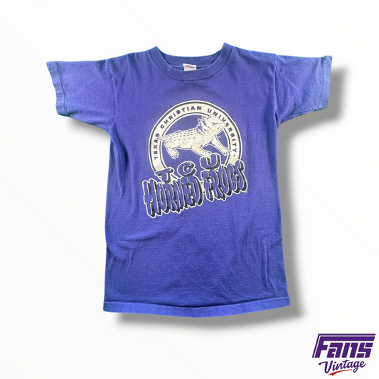 Vintage Late 80’s TCU Throwback Horned Frogs Cotton Tee